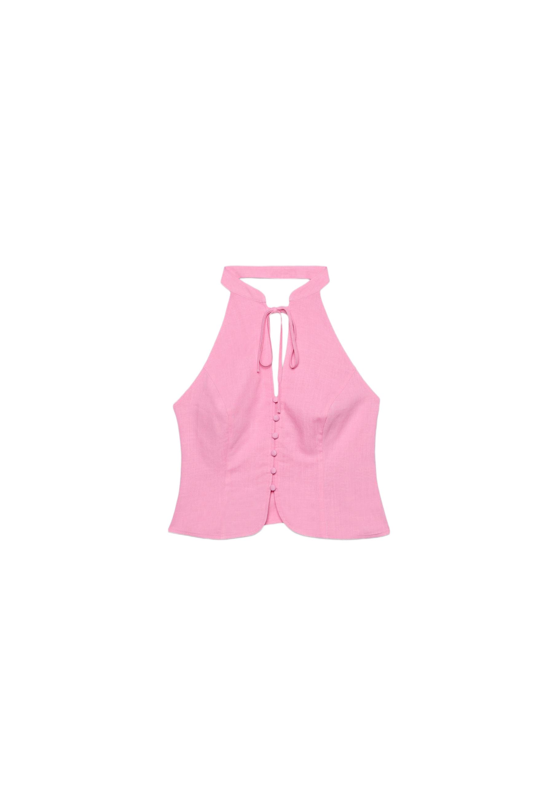 Buttoned halter top — Pastel pink