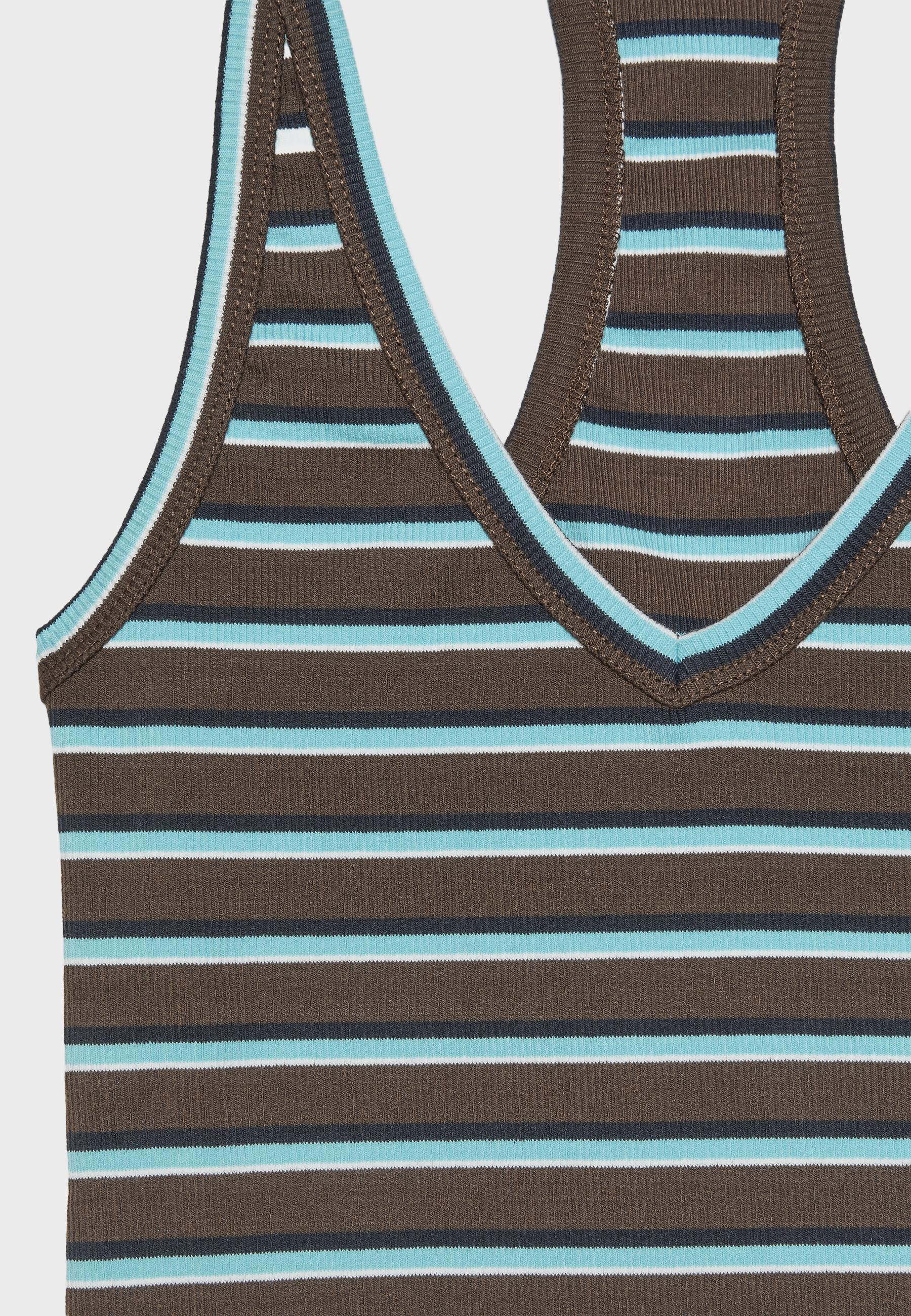 Ribbed striped top — Brown