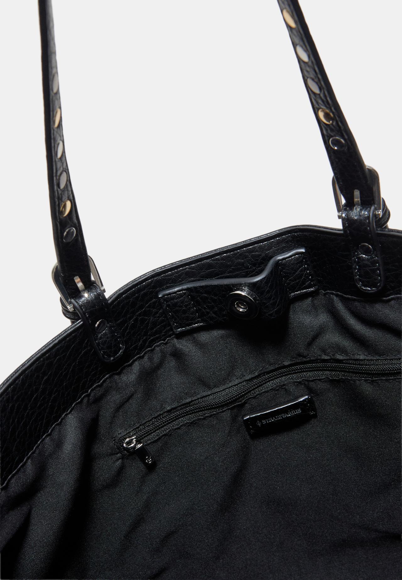 Studded handle shopper bag — Black