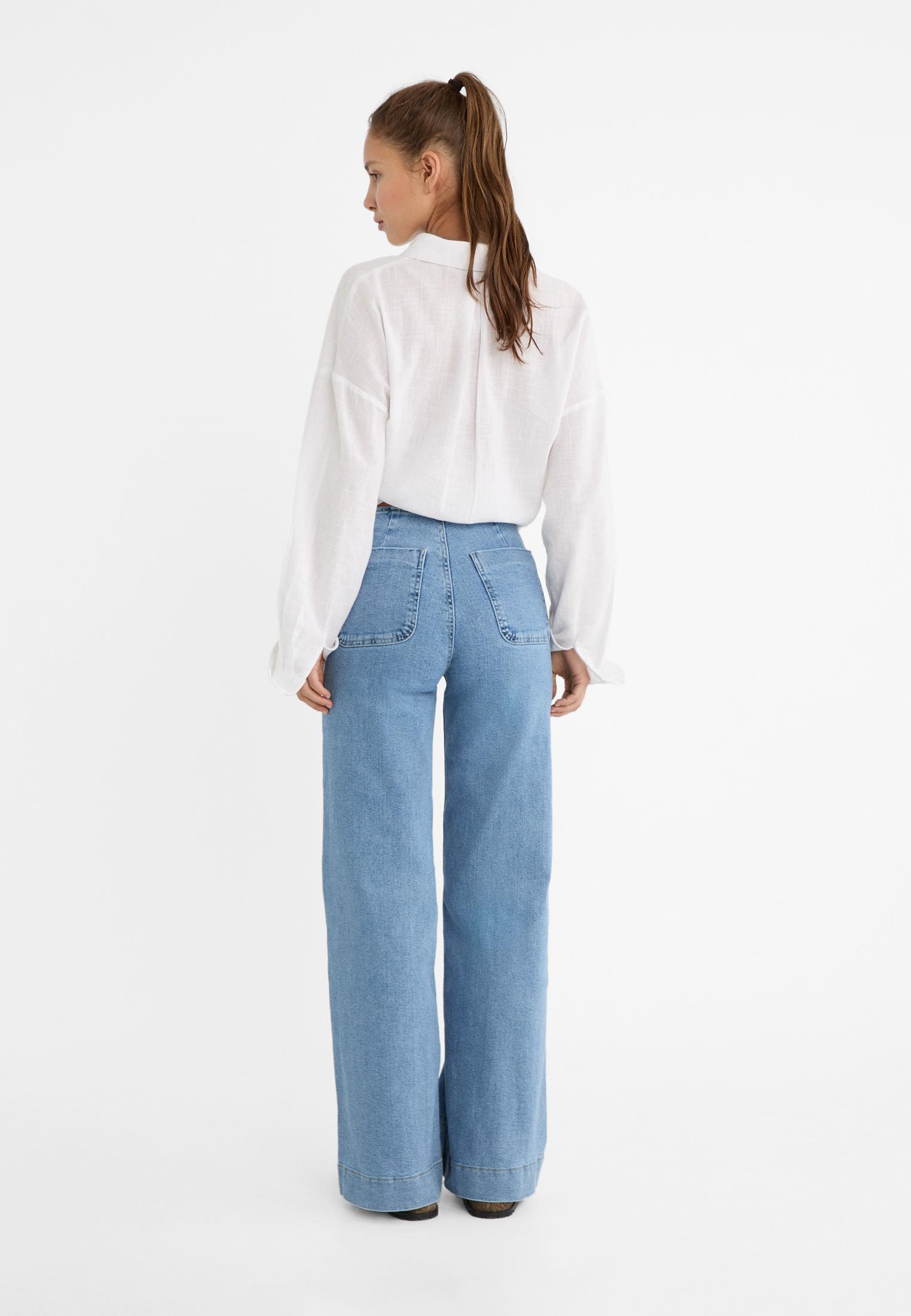 D77 Minimalist jeans with pockets — MEDIUM LIGHT BLUE DENIM