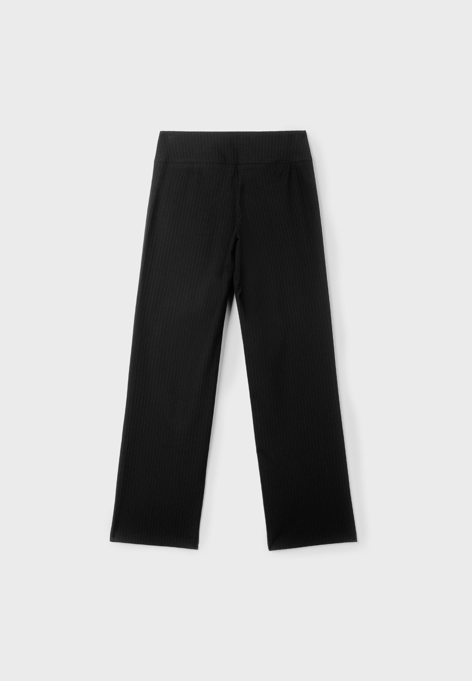 Stradivarius Çizgili toka detaylı straight fit pantolon görsel 5