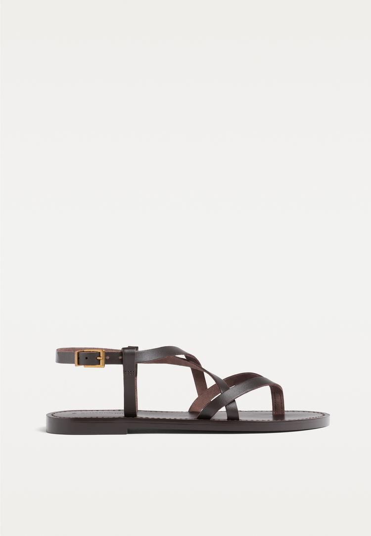 sandalias planas piel tiras