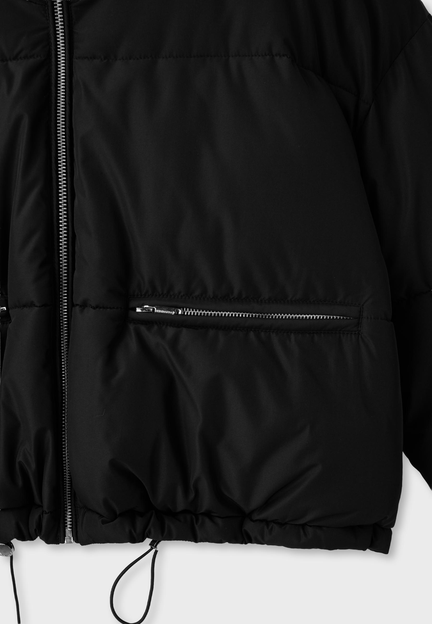 Cropped high-neck padded jacket — Black