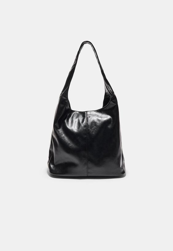 Stradivarius Zip Shoulder Bag Black Os