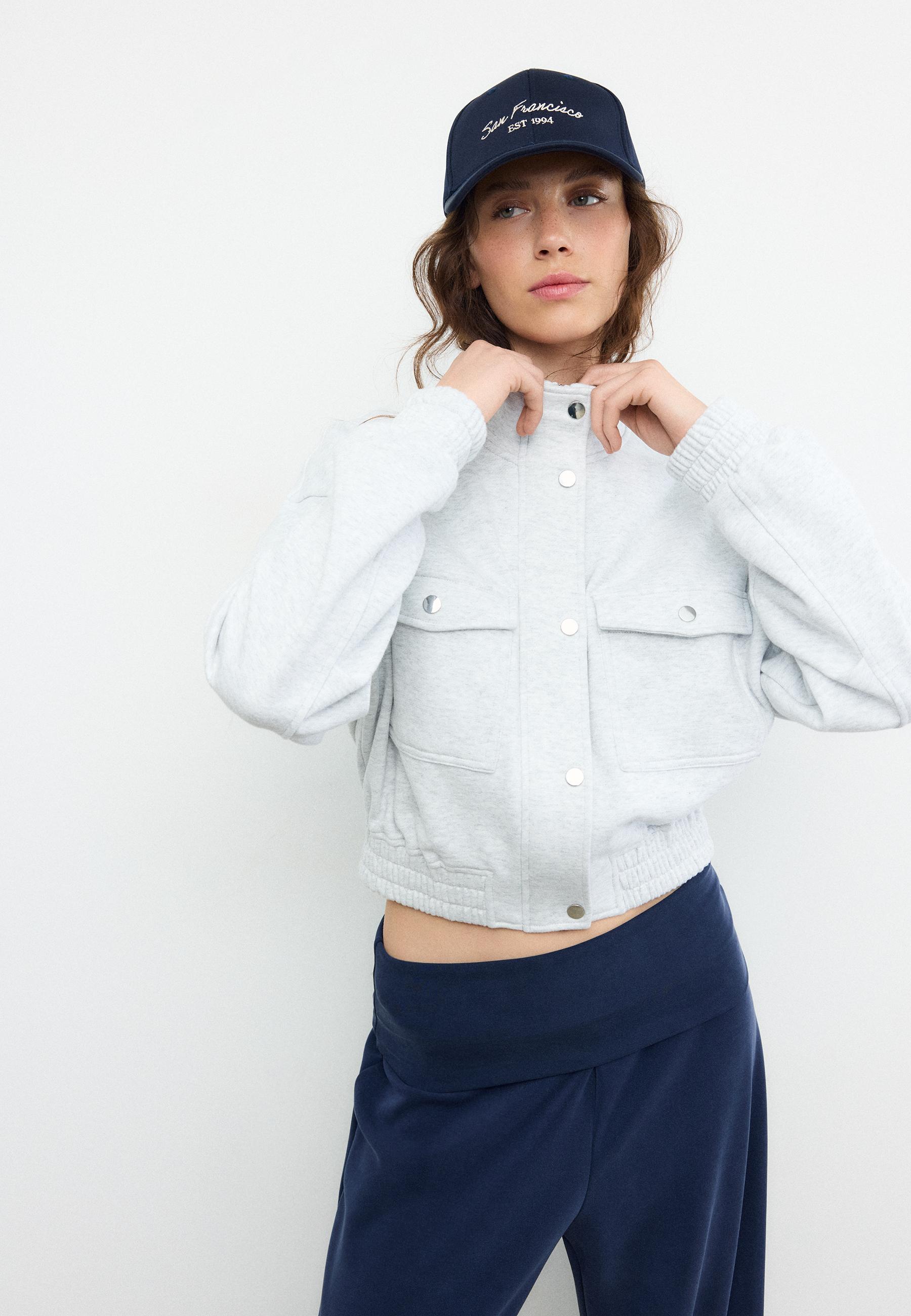 Dik yaka sweatshirt ceket - Görsel 3