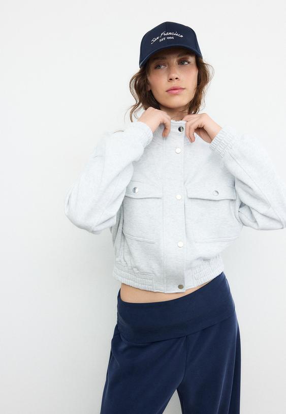 Dik yaka sweatshirt ceket - Görsel 3