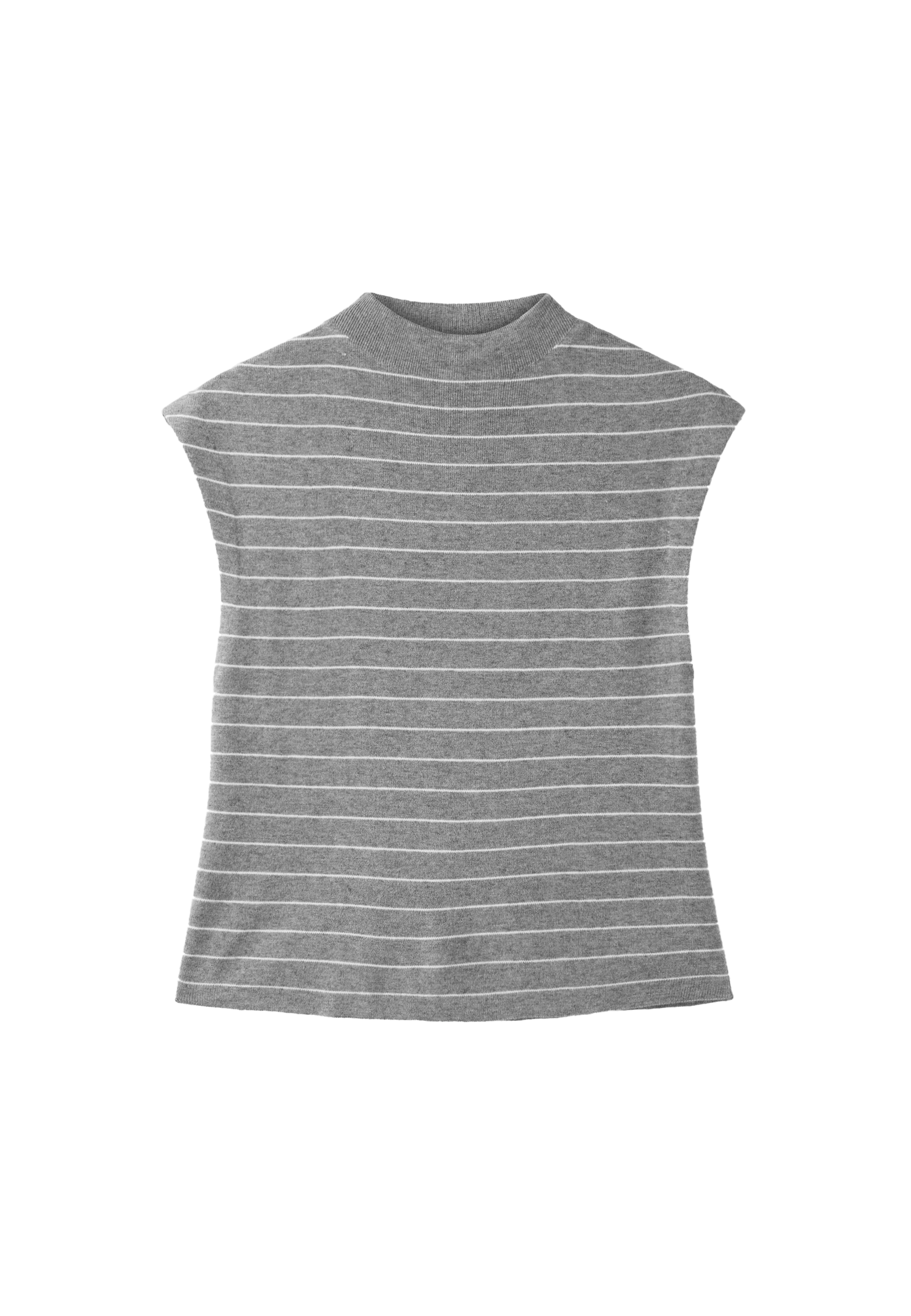 Stand collar knit top — Dark grey