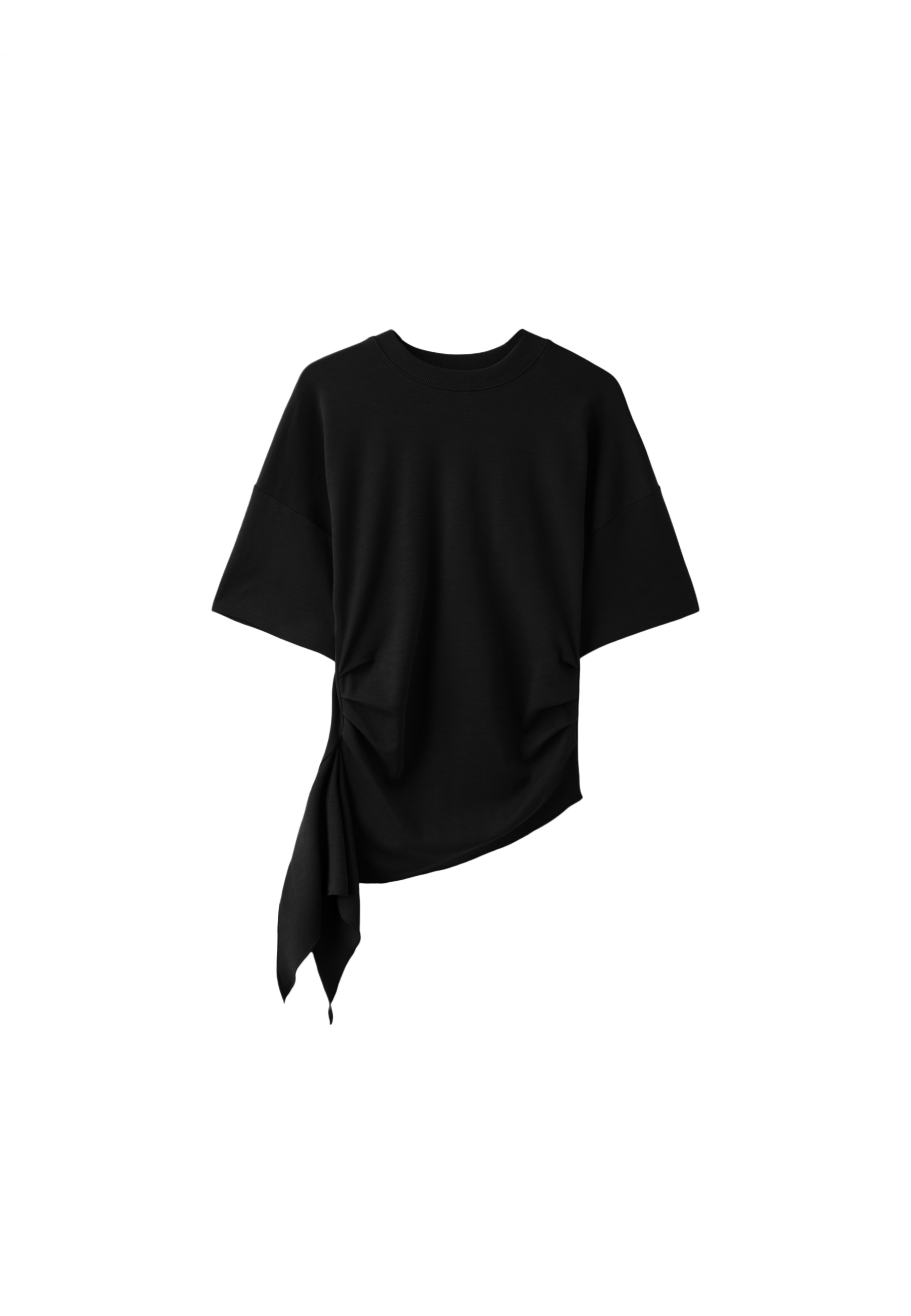 Asymmetric short sleeve T-shirt — Black