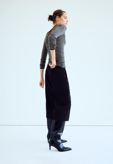 Basic wool and silk boat neck jumper — Dark grey 7