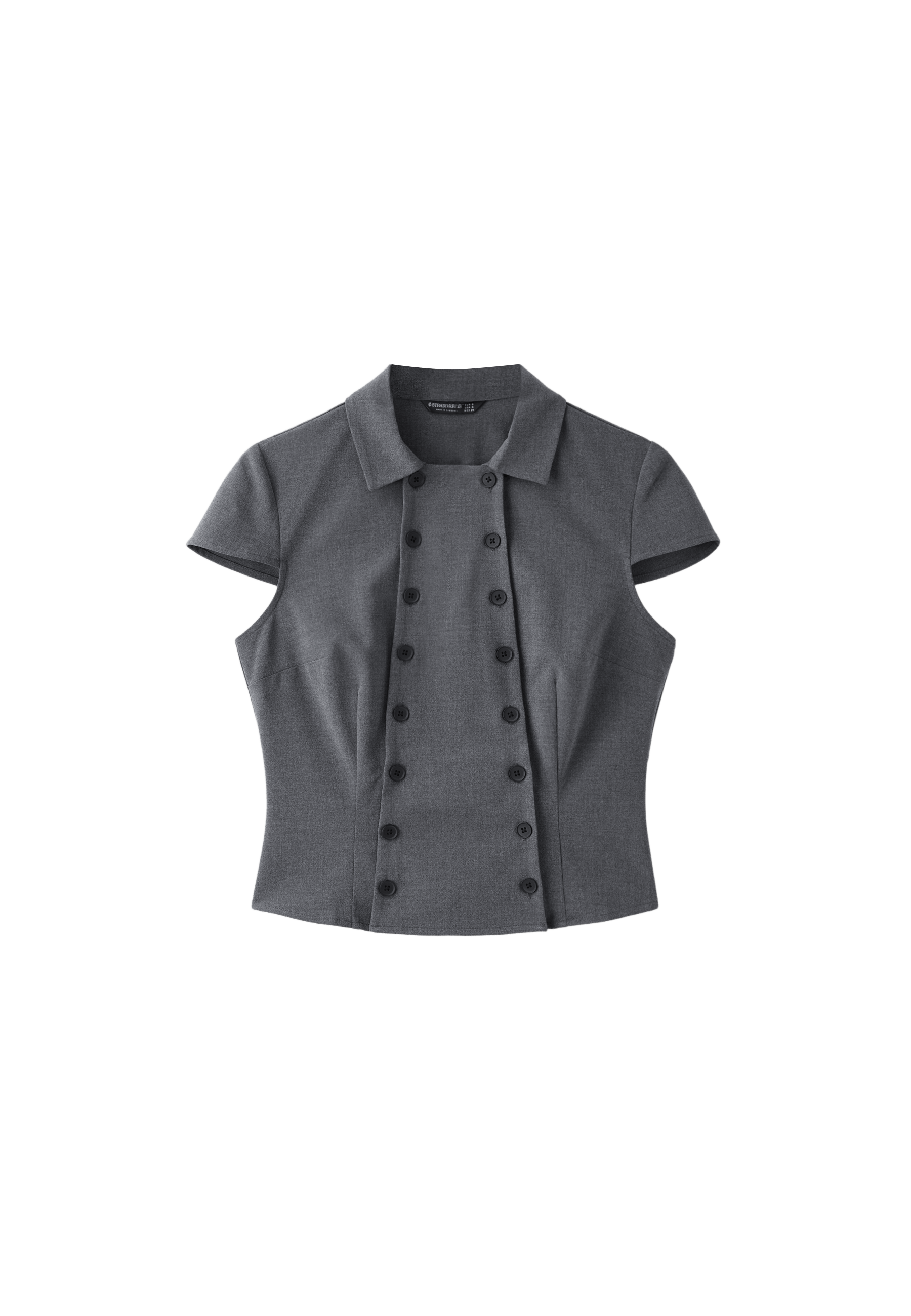 Double-breasted short sleeve shirt — Dark grey