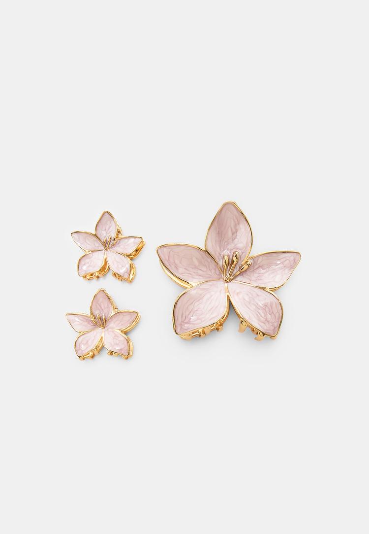 Stradivarius Set 3 Clame Floare Roz Pastel Os