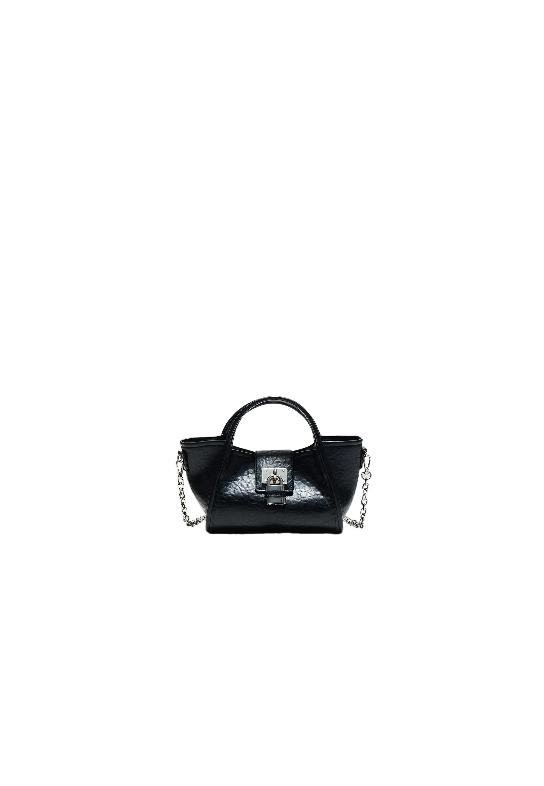 Mini padlock crossbody bag — Black