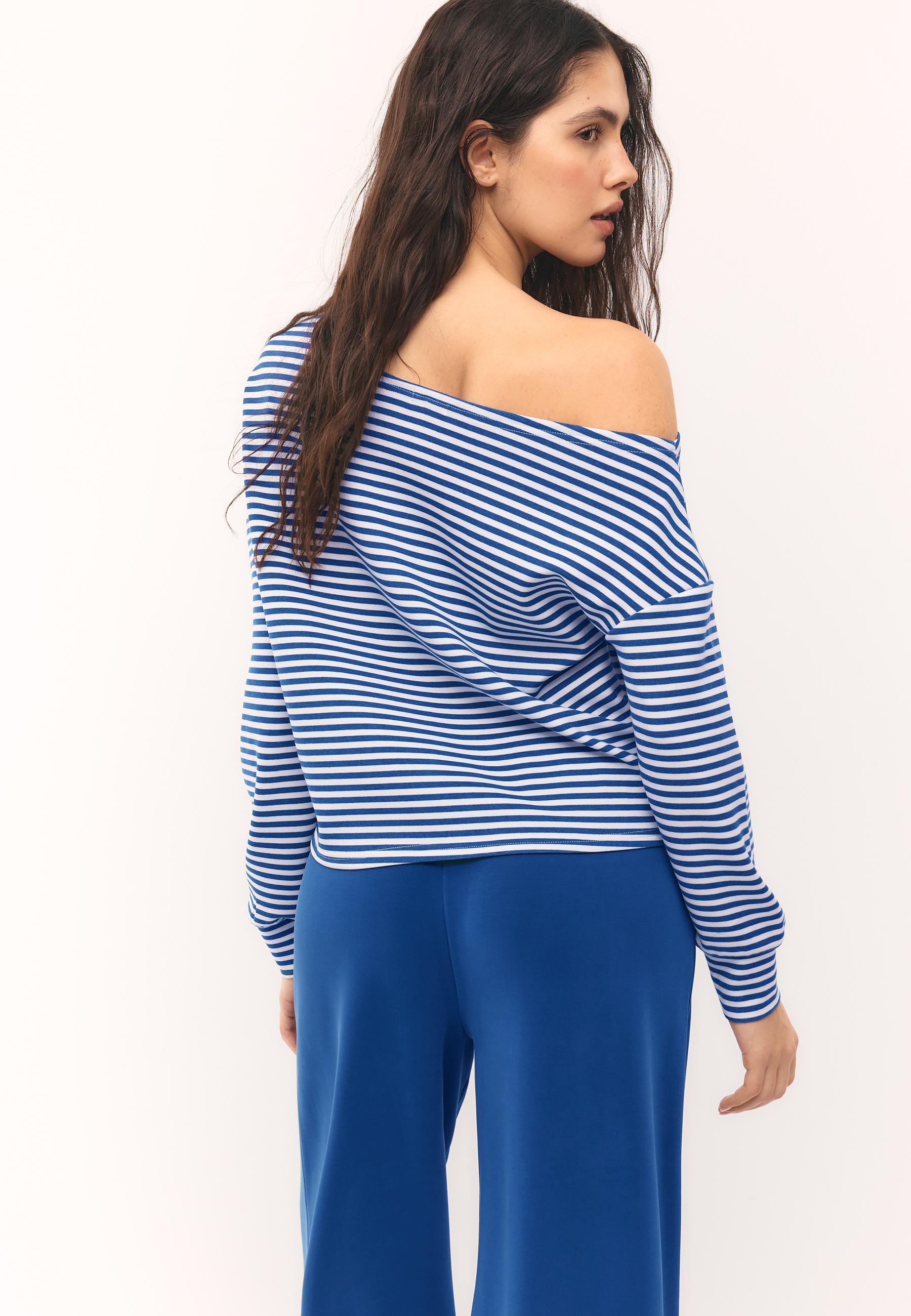 Soft-touch off-the-shoulder sweatshirt — Electric blue