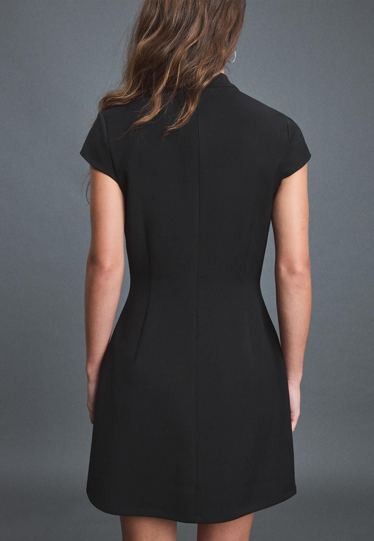 Short stand collar dress — Black