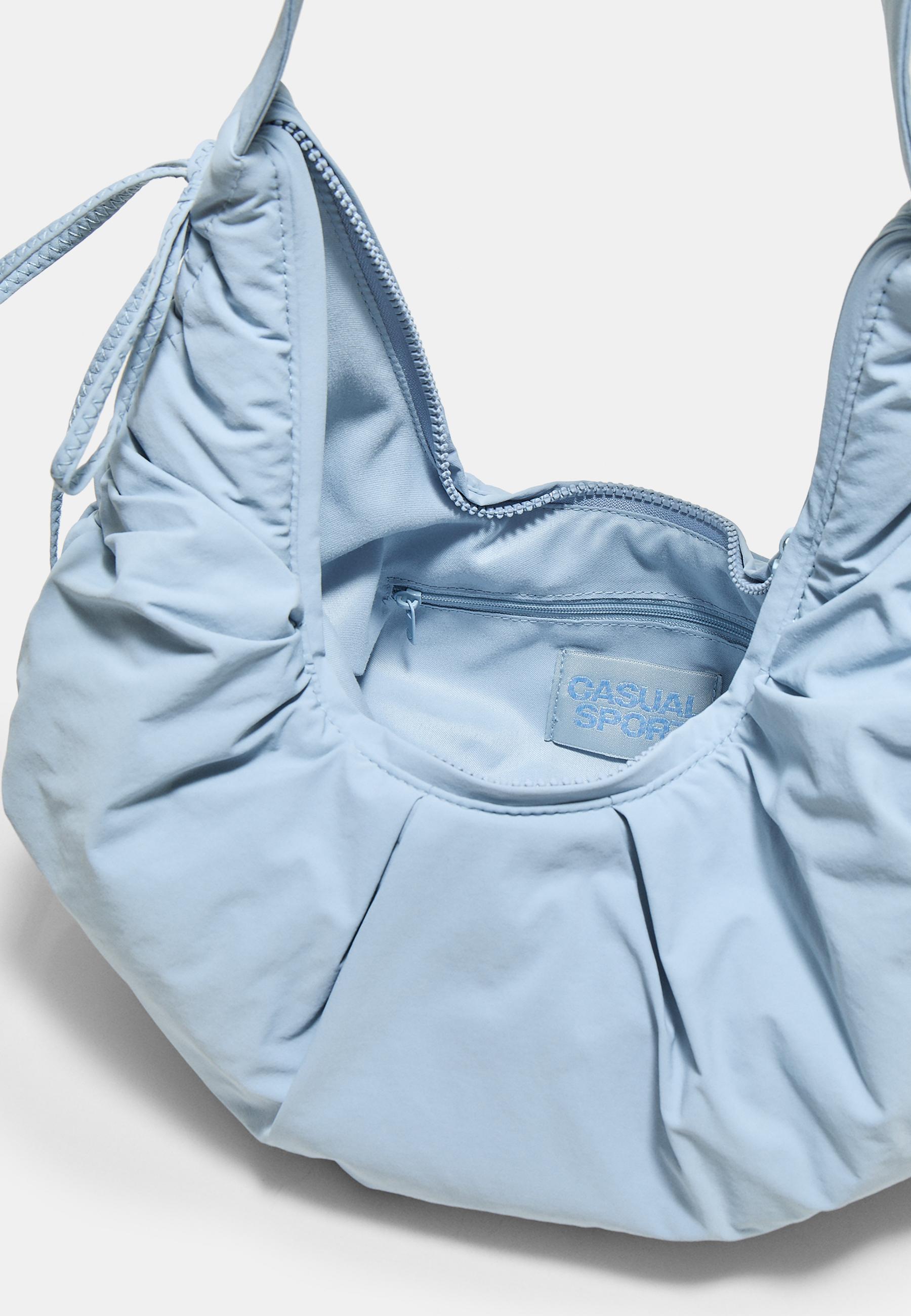Ruched fabric crossbody bag — Sky blue