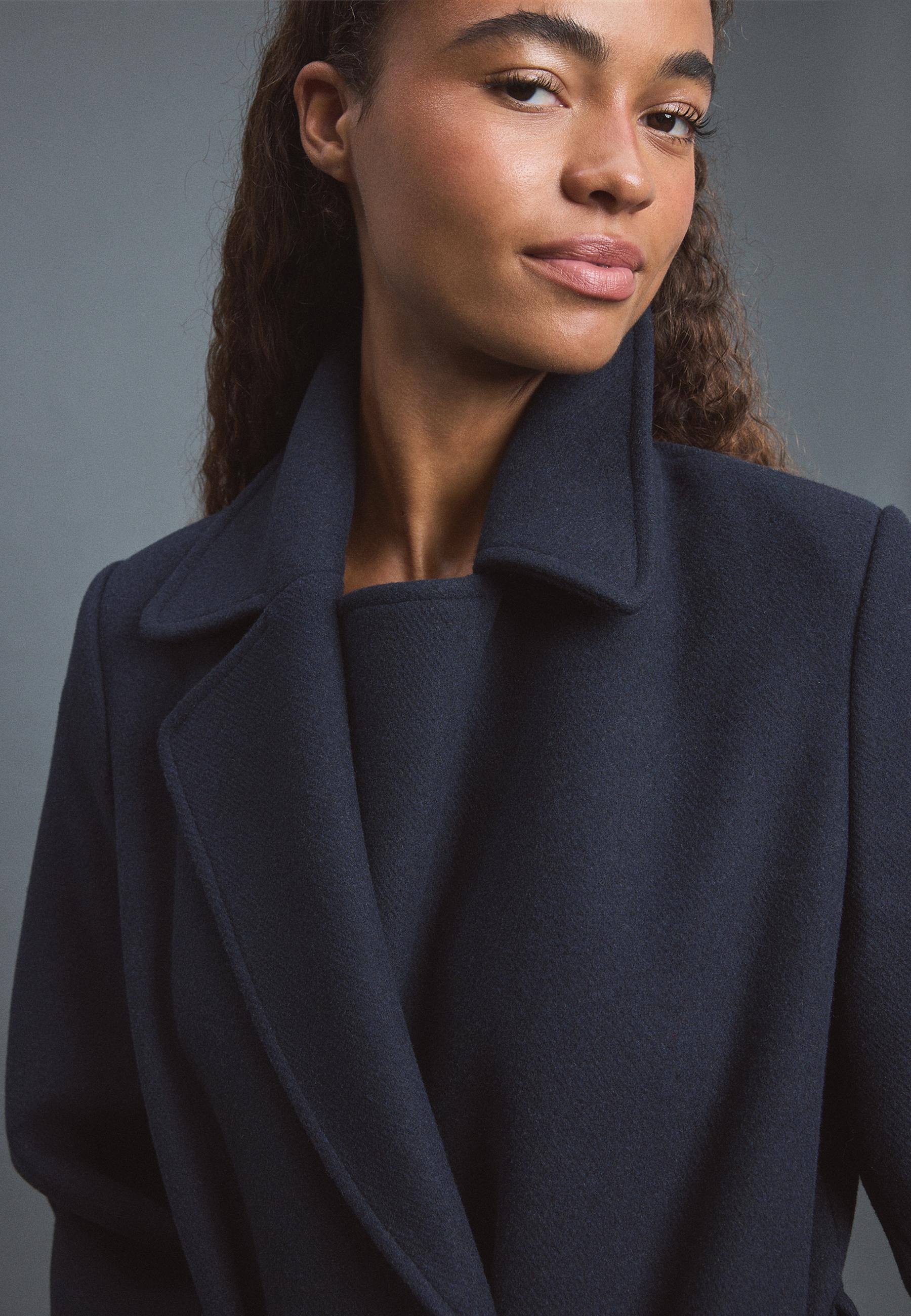 Long coat with belt — Dark blue