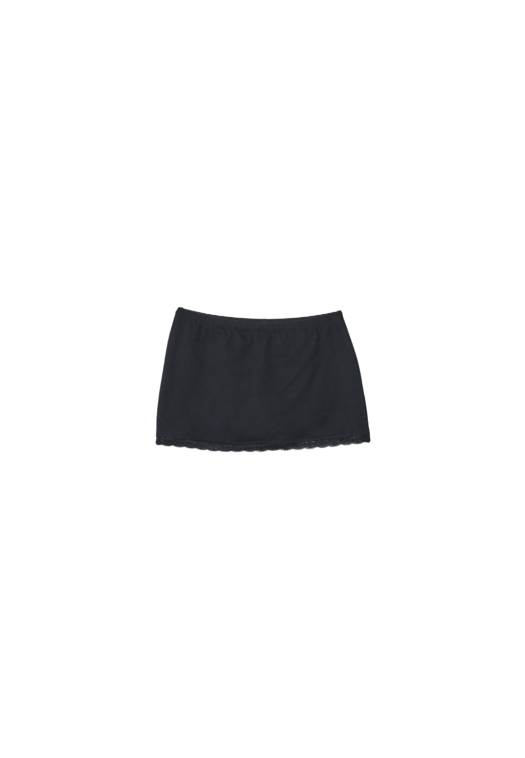 Lace trim mini skort — Black