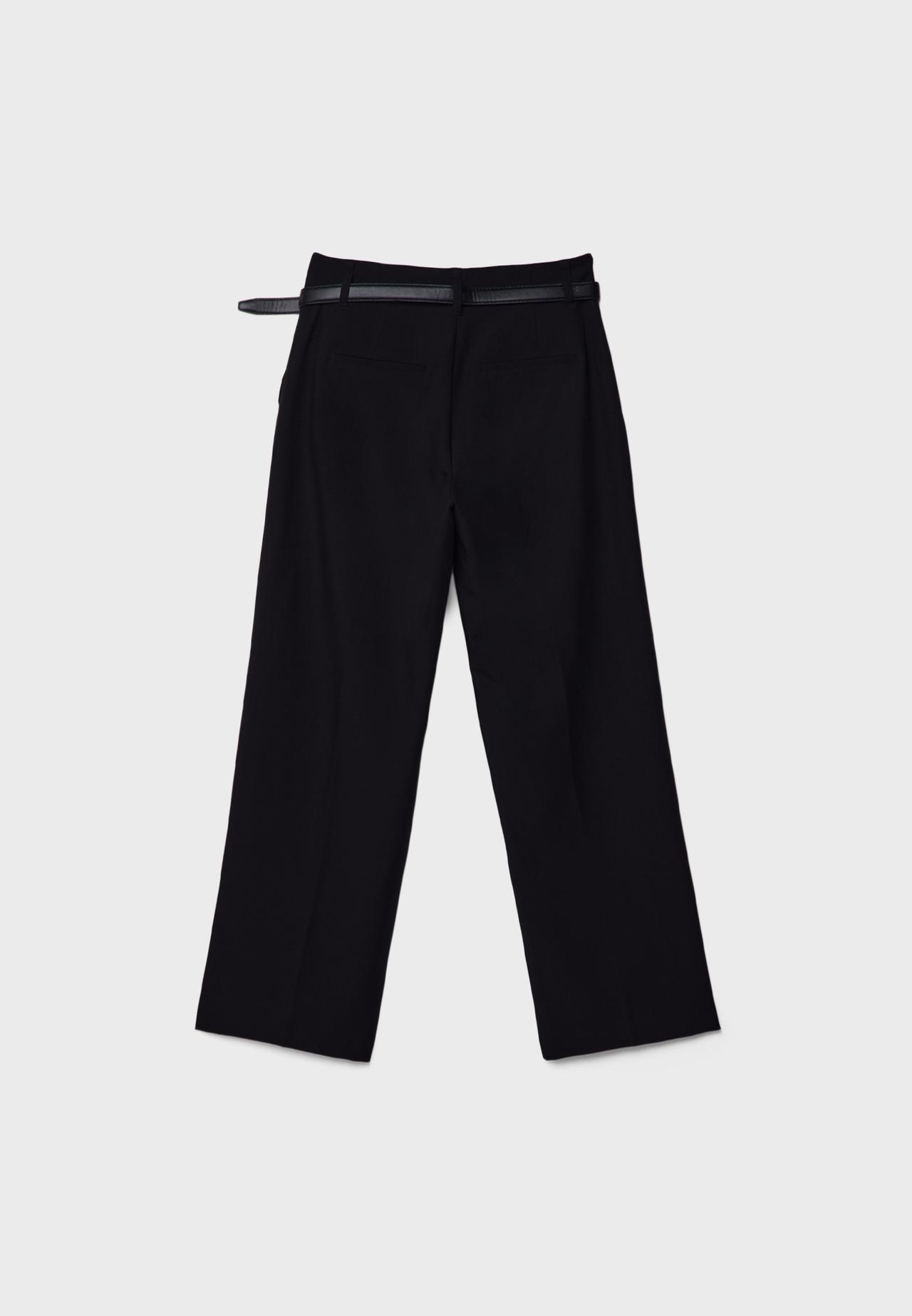 Flowing straight smart trousers with belt — Black