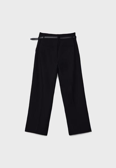 Flowing straight smart trousers with belt — Black 8
