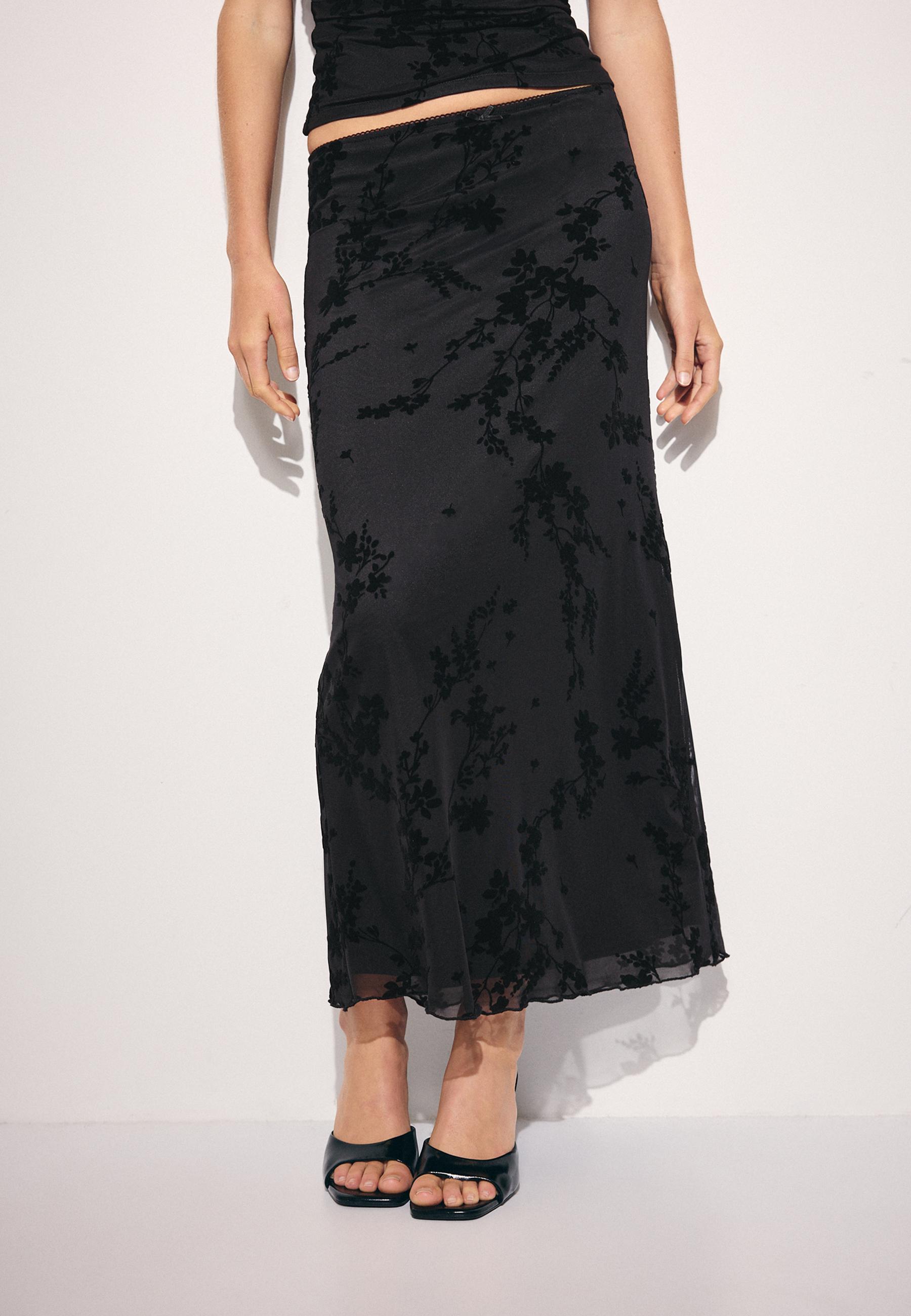 Straight tulle mini skirt — Black