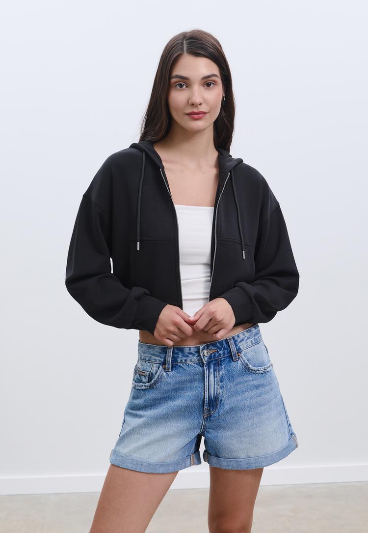 chaqueta con capucha tacto suave