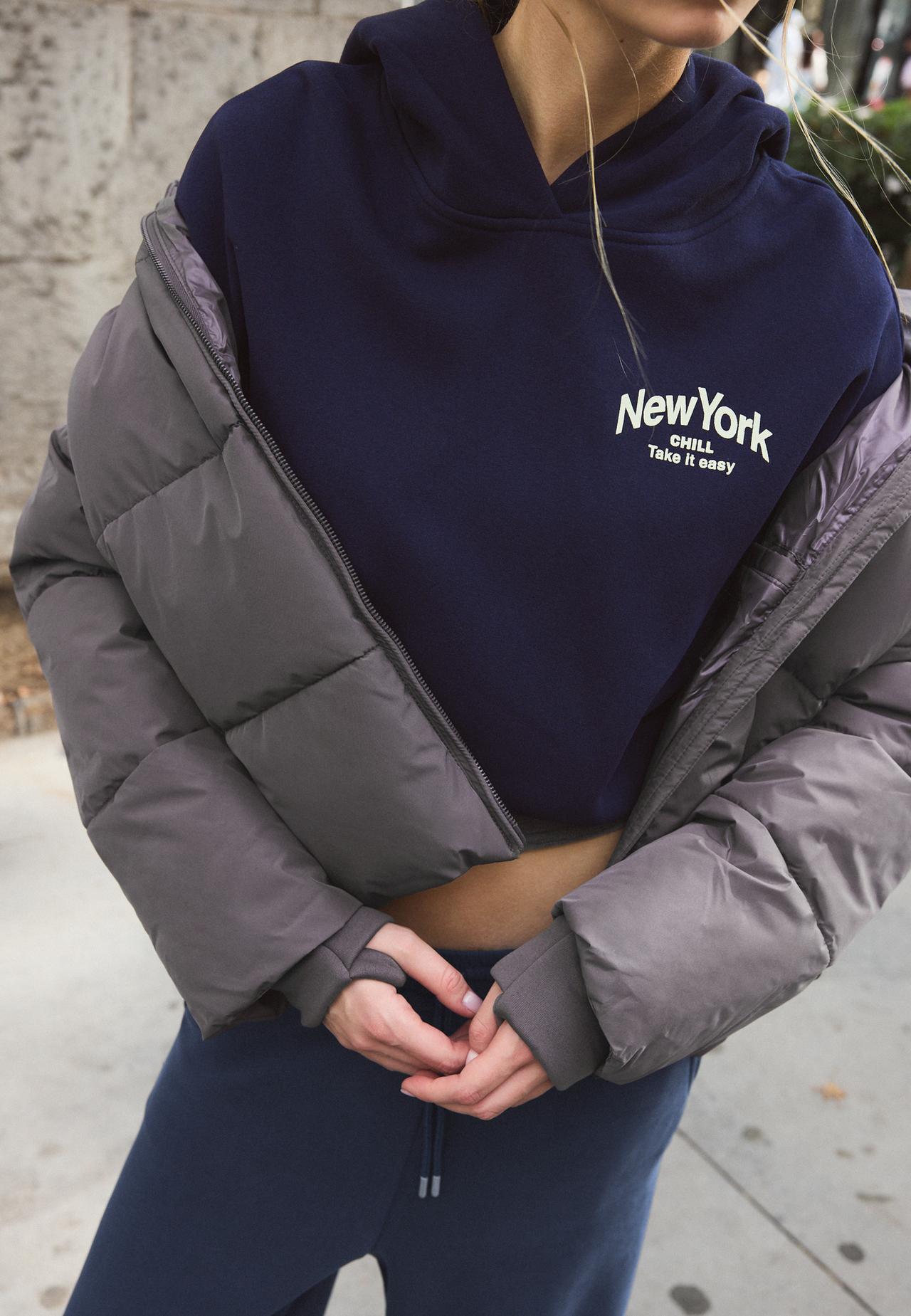 Basic hooded padded jacket — Dark grey