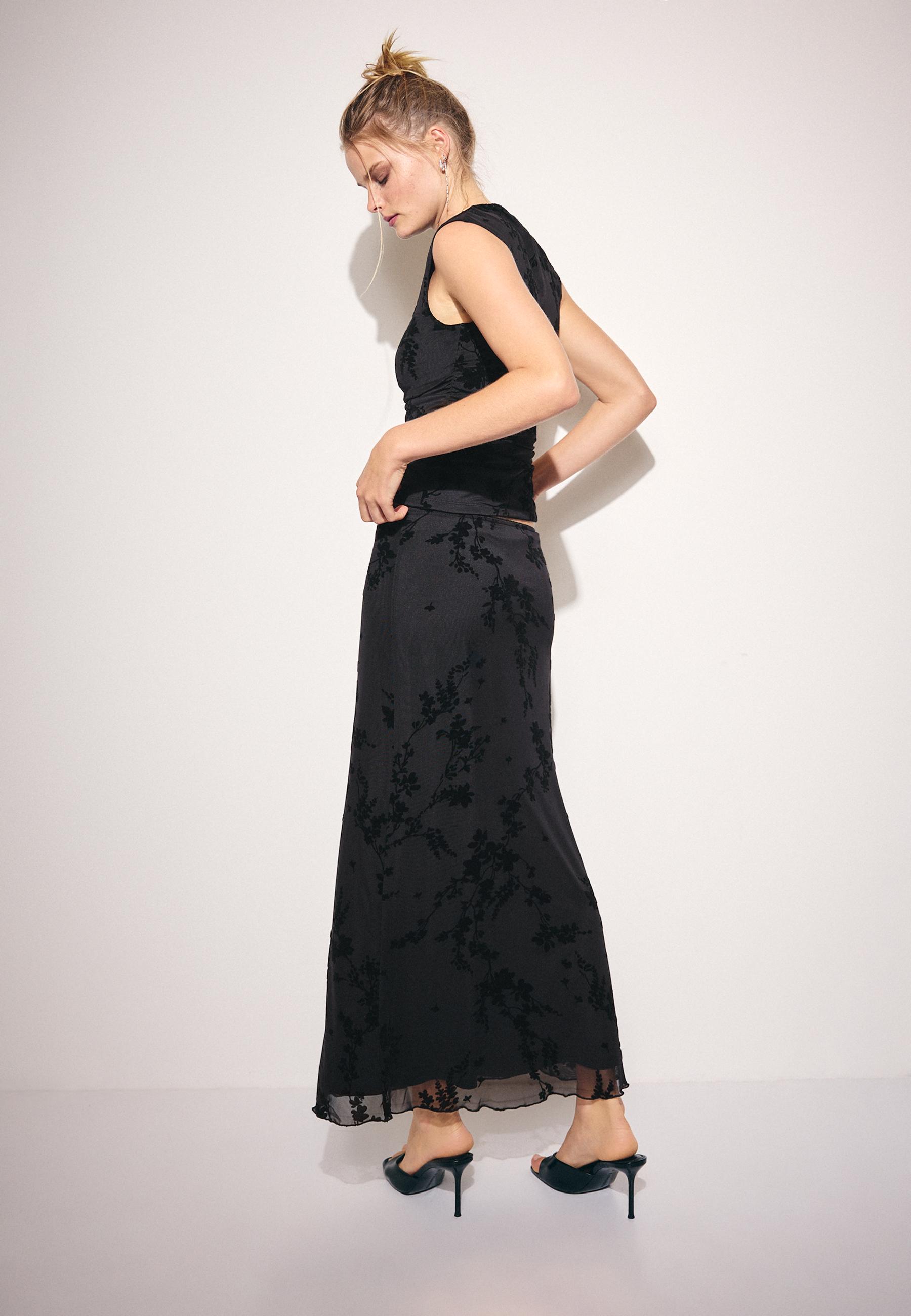 Straight tulle mini skirt — Black