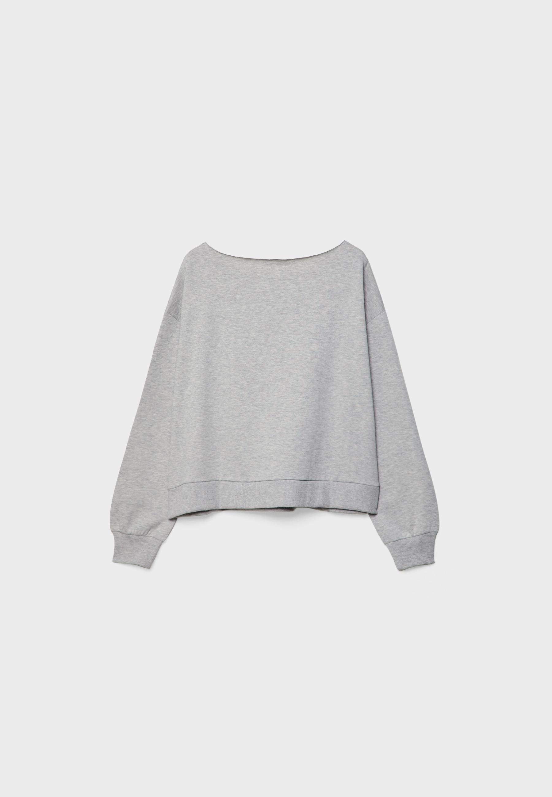 Basic off-the-shoulder sweatshirt — Grey melange