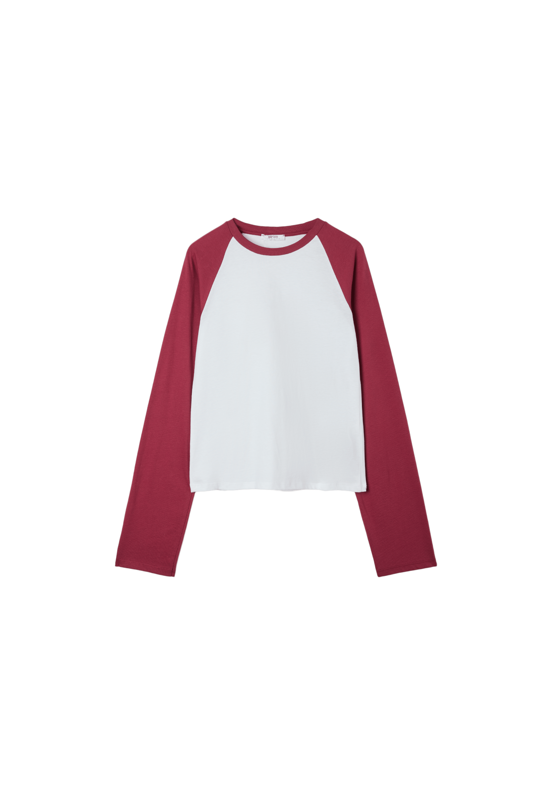 Baseball-style long sleeve T-shirt — Dark red