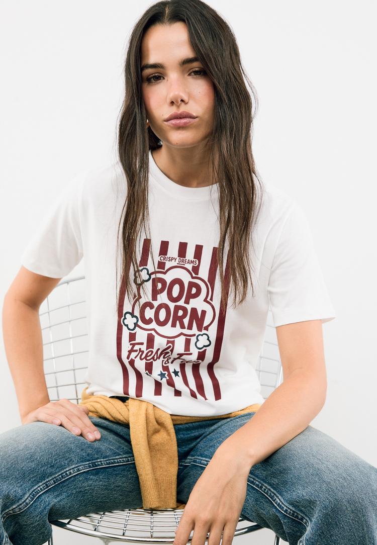 t shirt pop corn a paillettes