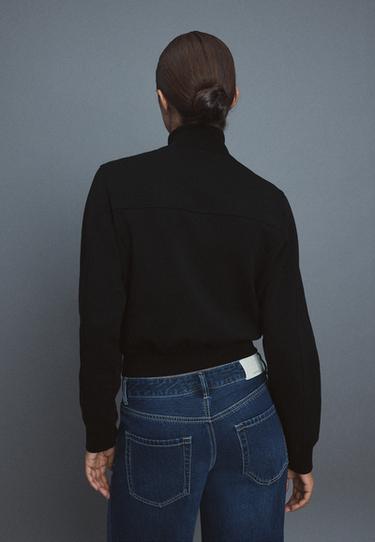 B09 Cropped high-neck zip-up sweatshirt — Black 5