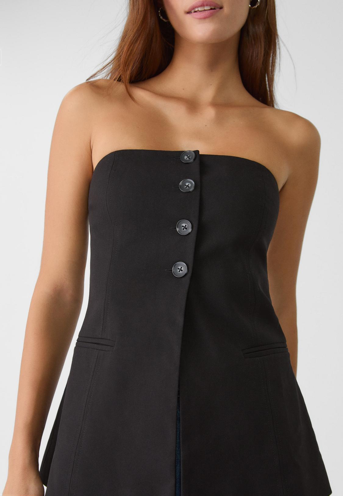 Mujer Vestido Chaleco Blanco Stradivarius Kalinga Ashok Chaleco