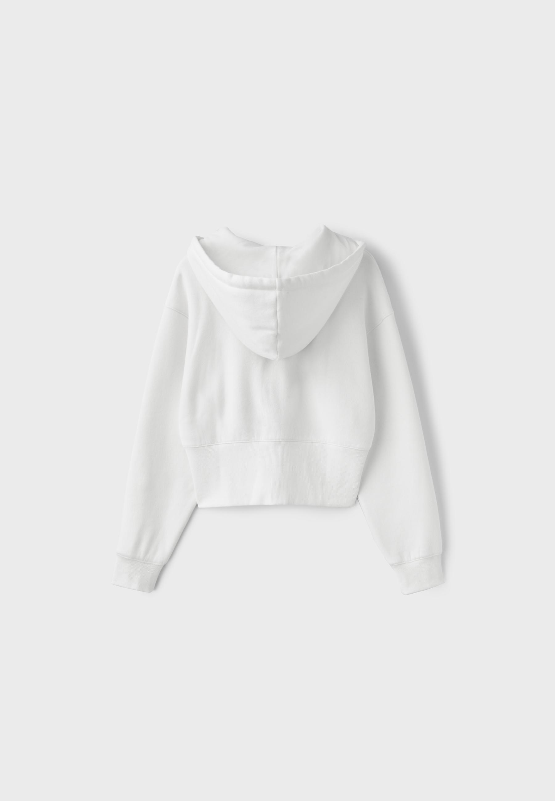 Zip-up hooded sweatshirt — Ecru