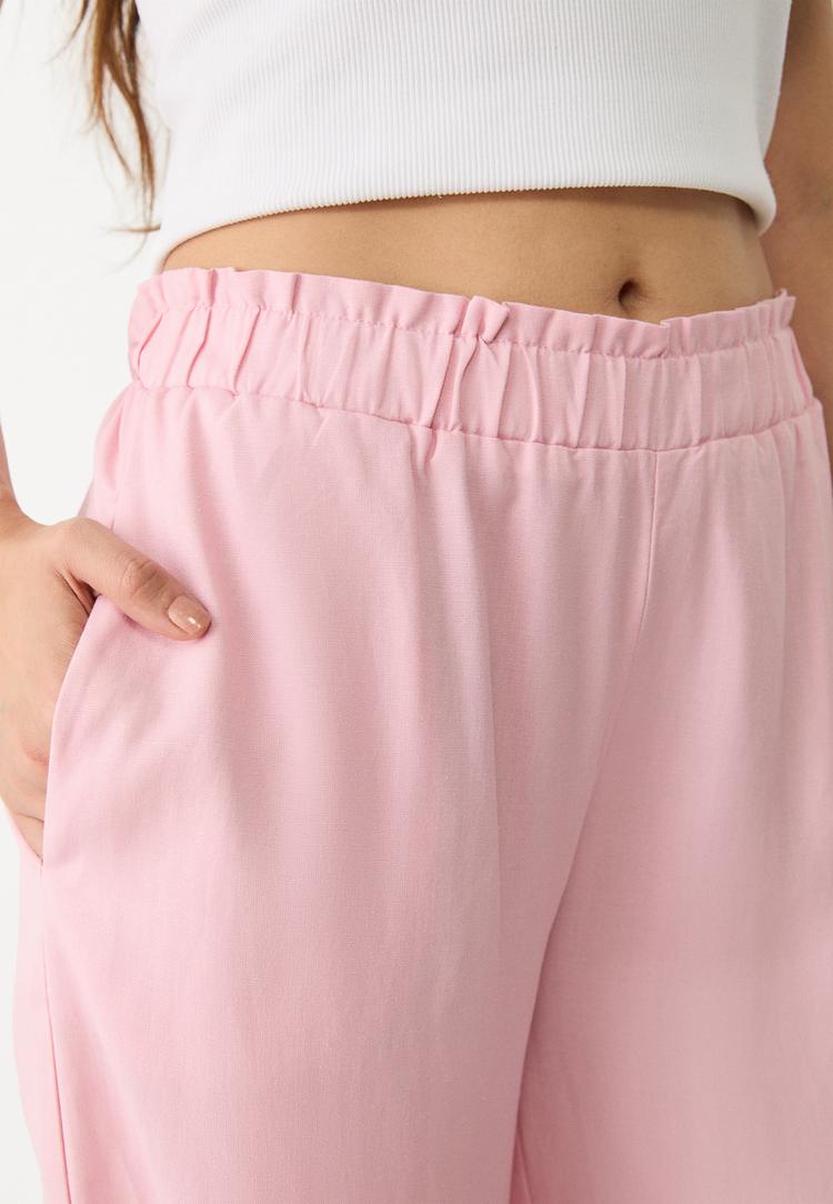 pantalon palazzo fluido con lino