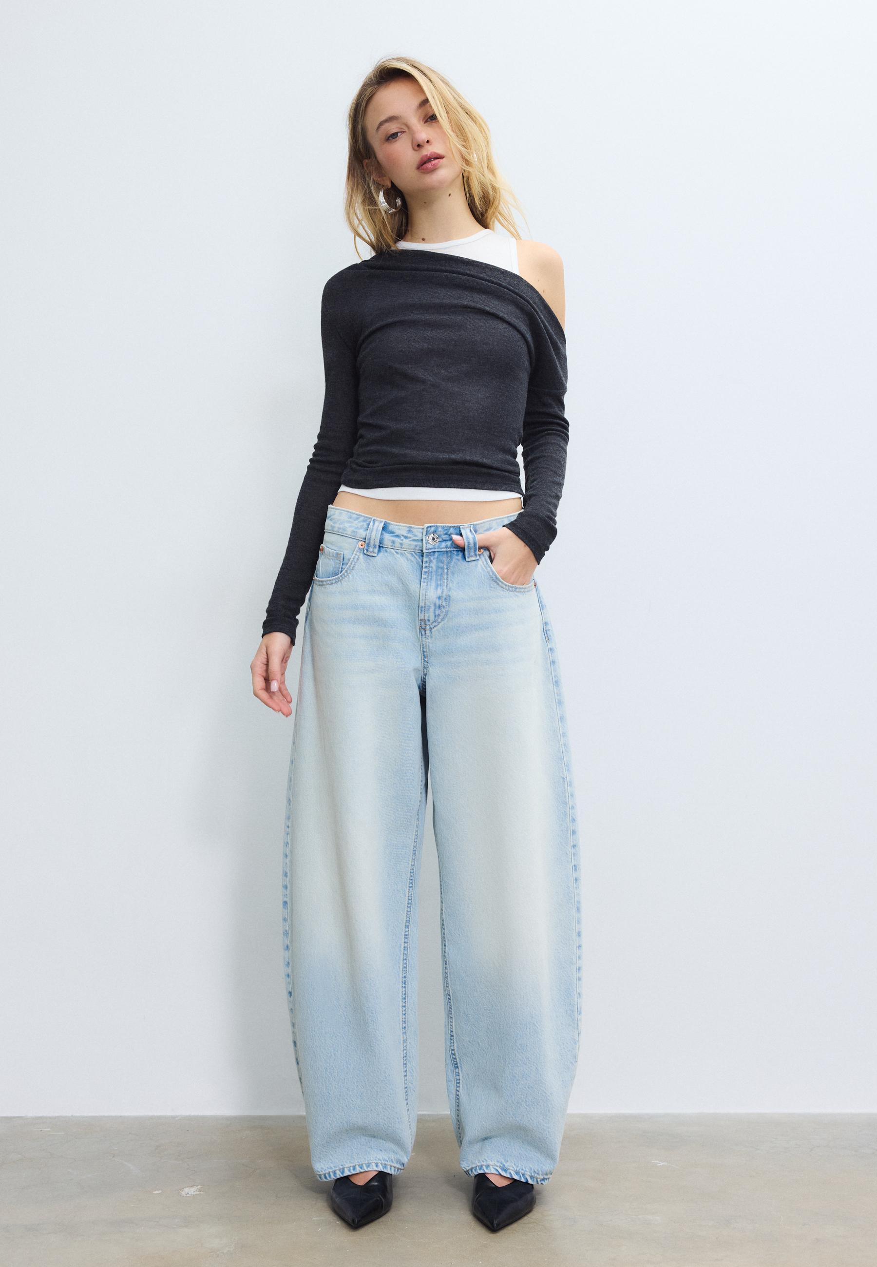 D80 Barrel fit jeans — OVERDYED BLUE DENIM