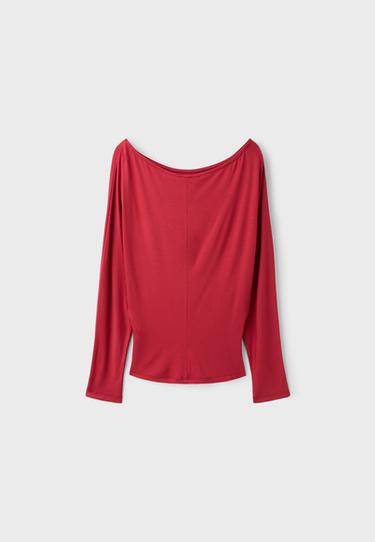 Asymmetric sash-effect top — Red 8