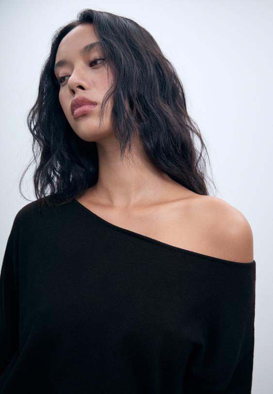 vestido corto punto cuello barco