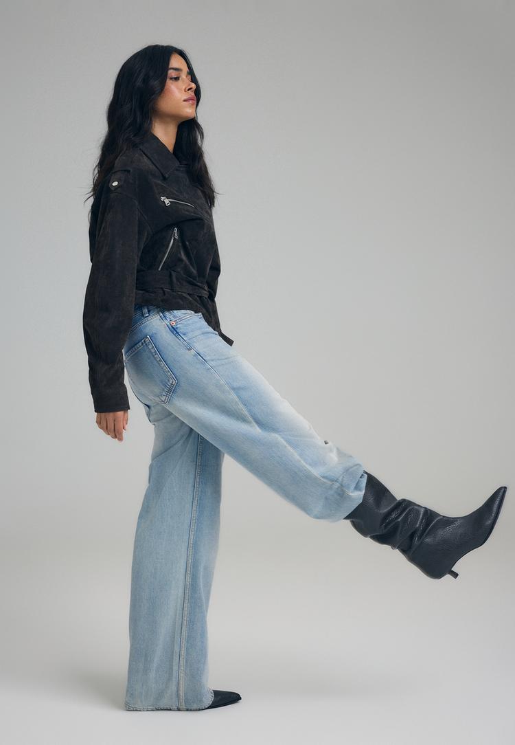 Stradivarius D91 Jeans Wide Leg Låg Midja Ljusblå 36