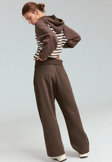 Straight-leg fold-over waistband joggers — Brown 5