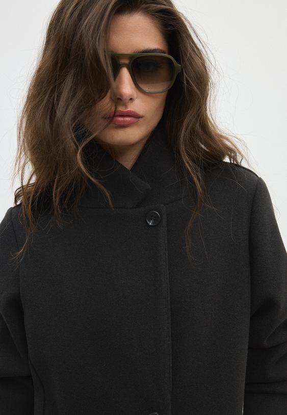 Stradivarius Soft-Touch Basic Coat Black L