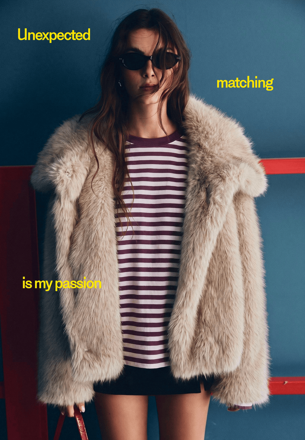 Basic high neck faux fur jacket