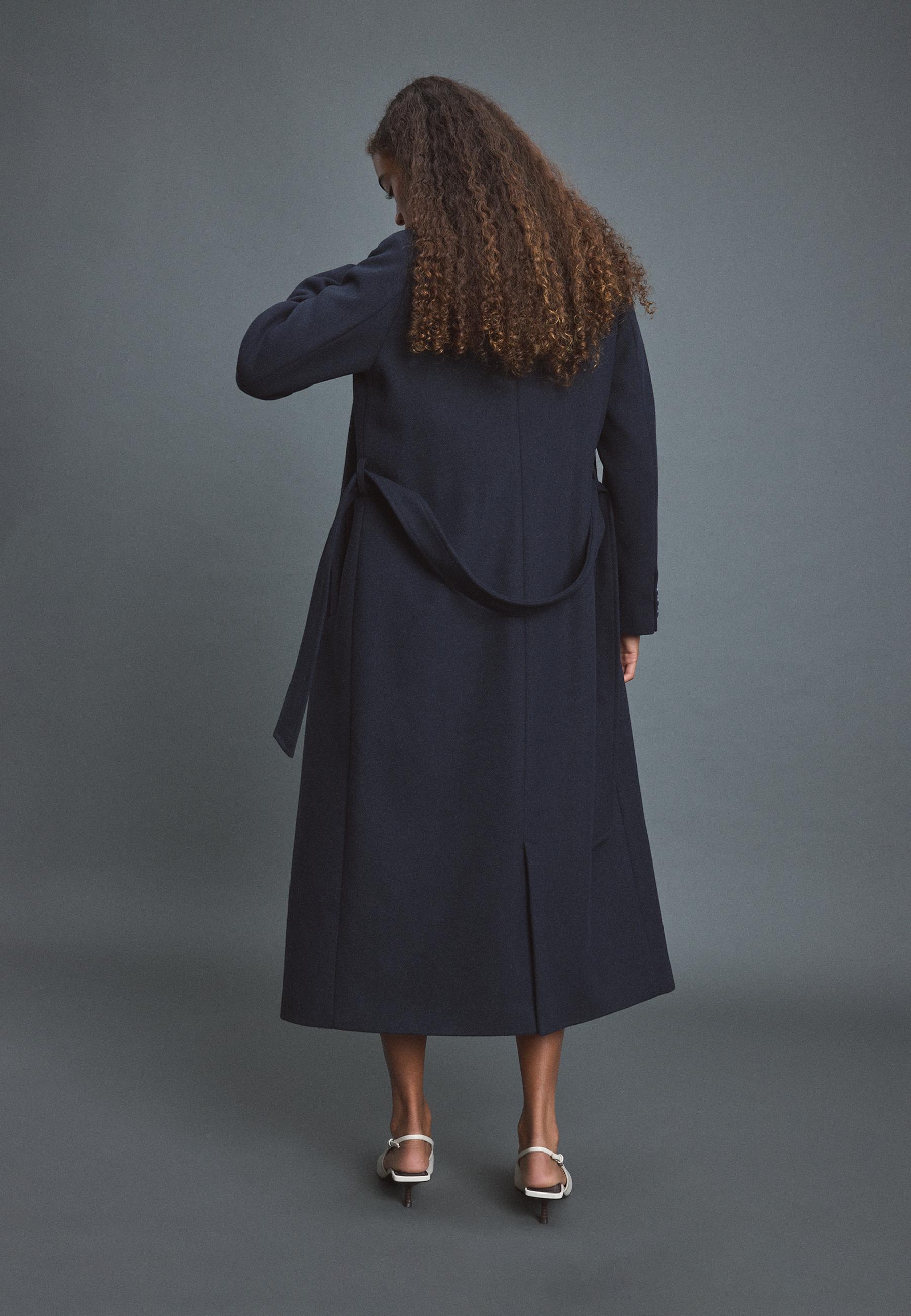 Long coat with belt — Dark blue