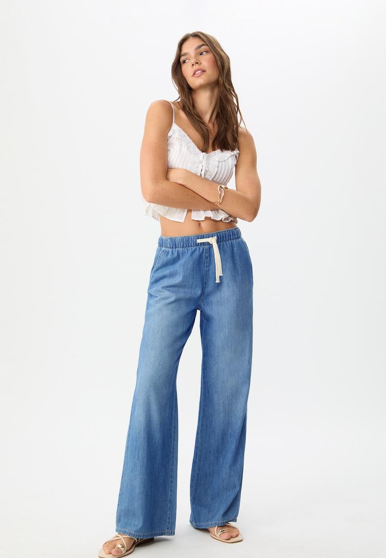 pantalon fluido largo denim