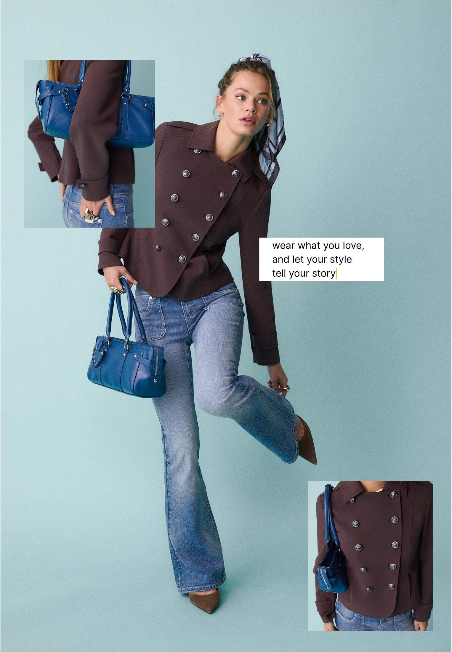 Low-rise jeans with seam pockets — MEDIUM BLUE DENIM