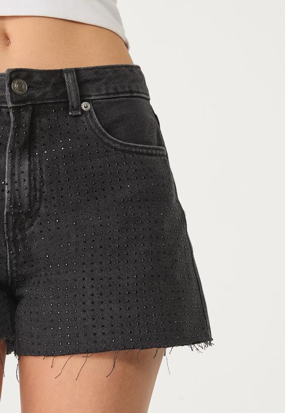 denim shorts with rhinestones