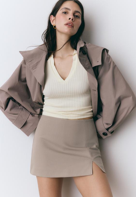 Stradivarius Skort With Side Split Beige Xl