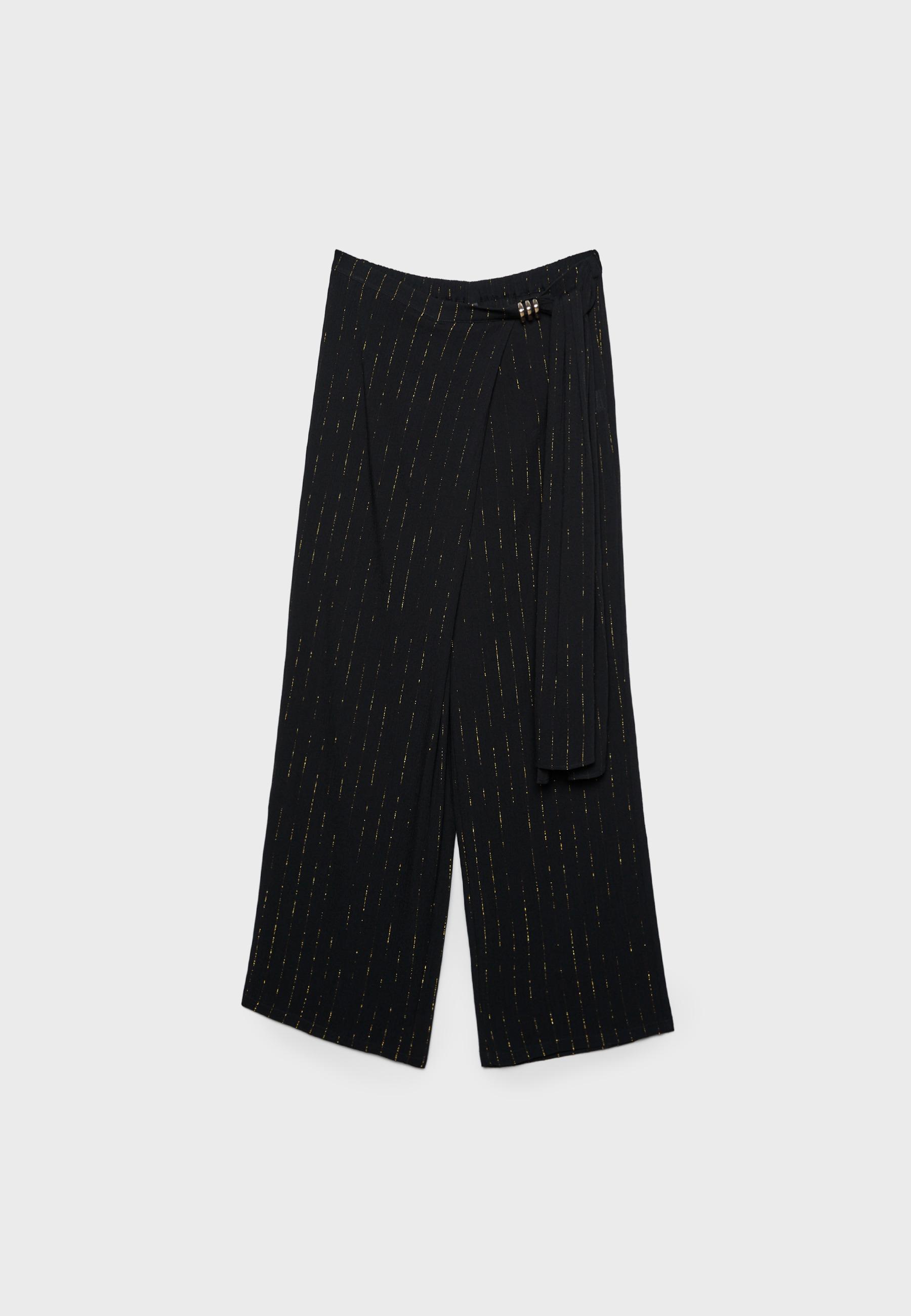 Flowing metallic thread trousers — Black