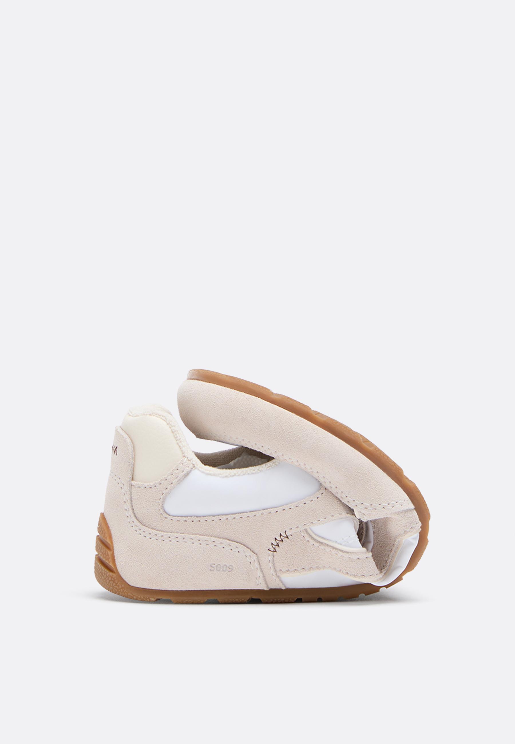 S009 Leather-detail barefoot trainers — ECRU
