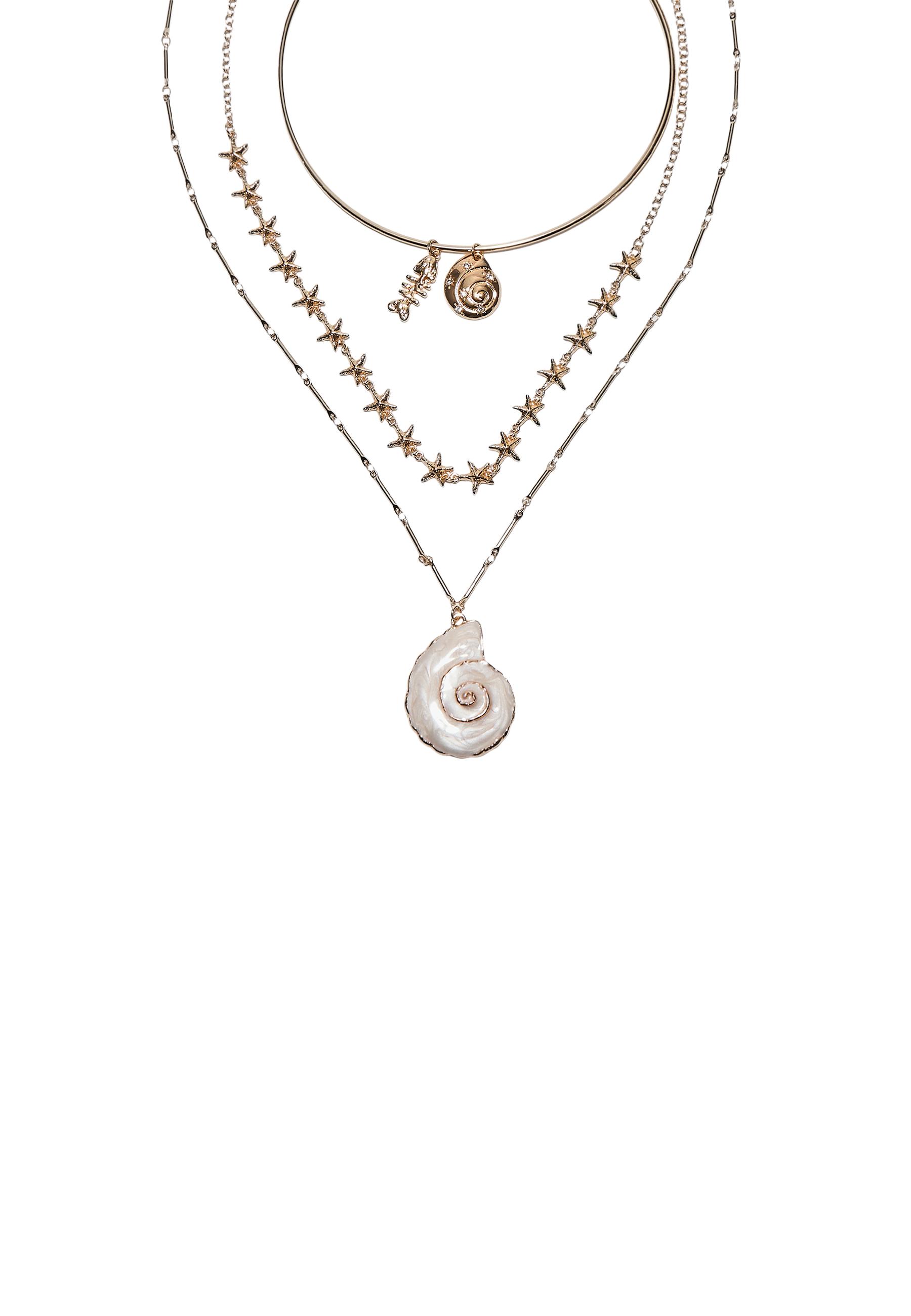 Set of 3 seashell charm necklaces — Gold