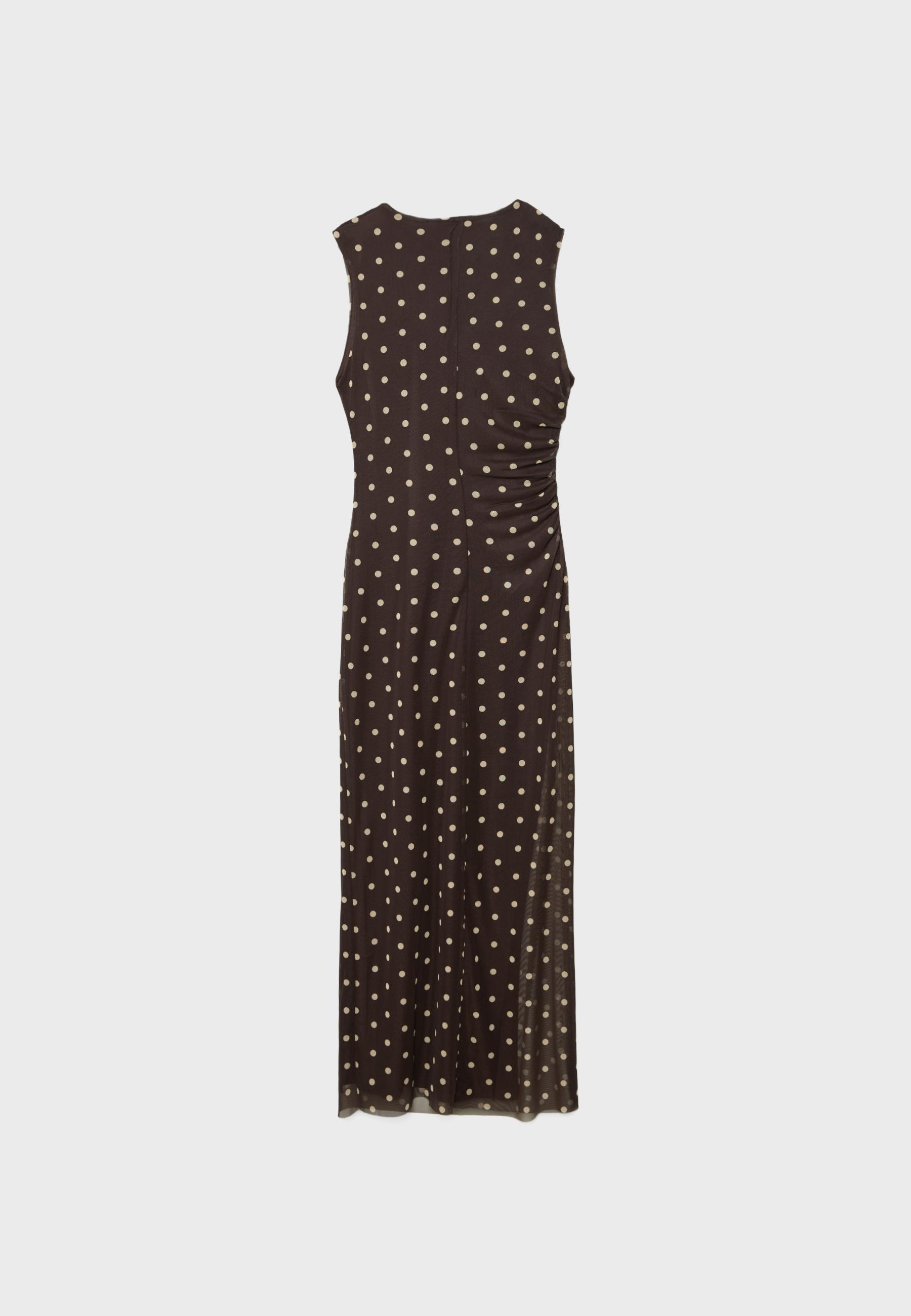 Polka dot print midi dress — Brown